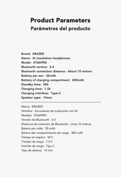 ERAZER XT66PRO: Transform Your Audio World – Real-Time Language Translation, ASMR Sound, 90-Hour Power, and Intelligent Innovation